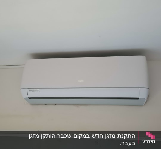 מזגן קיר לבן מותקן על קיר פנימי